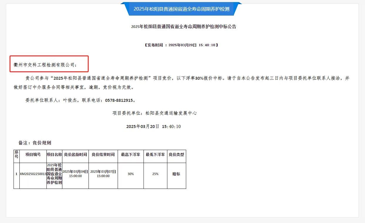 實(shí)干“1358”｜交科檢測(cè)公司成功中標(biāo)市外檢測(cè)項(xiàng)目，業(yè)務(wù)拓展實(shí)現(xiàn)新突破